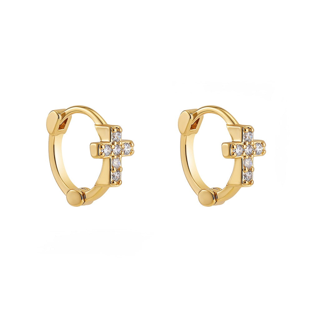 CROSS HOOP EARRINGS