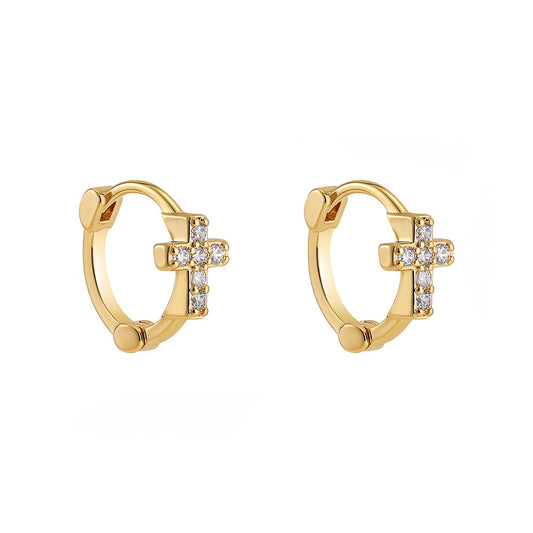 CROSS HOOP EARRINGS
