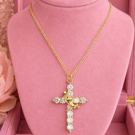 Crowned cross necklace